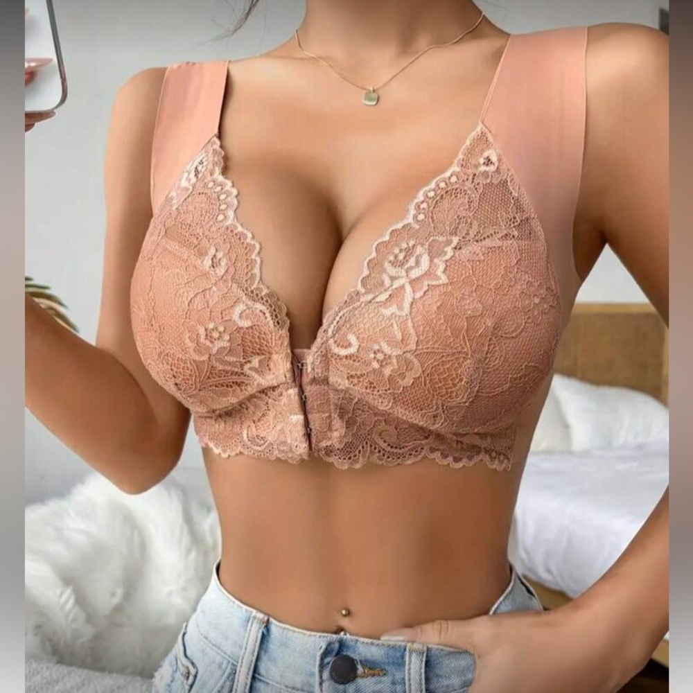 Elegant Tan Lace Bralette